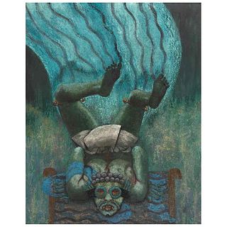 ARTURO ZAPATA, Hombre de agua, ca. 1990, Unsigned, Oil and sand on canvas, 57 x 45.2" (145 x 115 cm), Certificate
