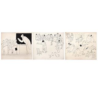 EL CHANGO GARCÍA CABRAL,a-b) Untitled, c) El suegro, Ink on paper, Varying sizes, Pieces: 3