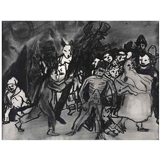 GERMÁN VENEGAS, Carnaval, 1988, Unsigned, Charcoal on paper, 18.8 x 24.4" (48 x 62 cm)