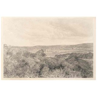 JOSÉ MARÍA VELASCO, Panorama del templo de Calera, Cempoala, Veracruz, Signed and dated 1891, Pencil on paper, 10 x 14.9" (25.5 x 38 cm), Opinion