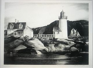 Stow Wengenroth Lithograph, Harbor Light, 1934
