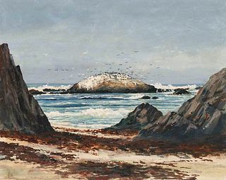 Edward Langley California Coastal Watercolor 1945