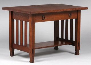 Stickley Brothers Slatted Library Table c1910