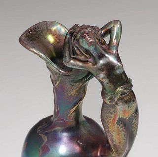 Alexandre Bigot Art Nouveau Figural Vase c1900s