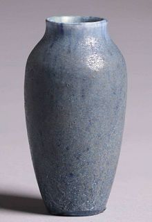Grueby Pottery Small Matte Blue Cabinet Vase c1905