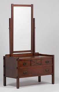 Come-Packt Two-Drawer Dresser with Tall Mirror c1910