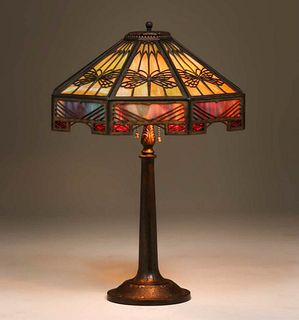 Bradley & Hubbard Eight-Sided Dragonfly Lamp c1920