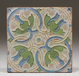 Van Briggle Geometric Floral Tile c1910