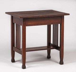 Arts & Crafts One-Drawer Slatted Side Table c1905
