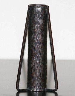 Arts & Crafts Hammered Copper Buttress Vase c1905