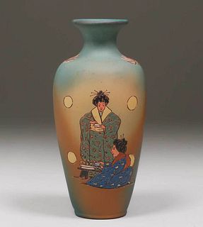 Weller Dickens Ware Scenic Vase Anthony Dunleavy c1905