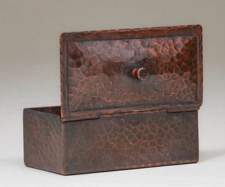 Gustav Stickley Hammered Copper Stamp Box c1910