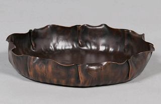 Arts & Crafts Hammered Copper Ruffled Rim Bowl c1920s