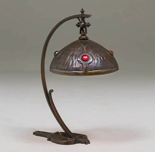 Austrian Brass Jeweled Lamp c1905