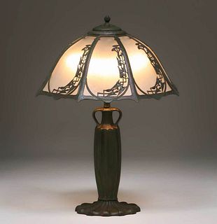 Bradley & Hubbard Eight-Panel Overlay Lamp c1920s