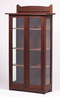 Tall Stickley Brothers Narrow Two-Door China Cabinet