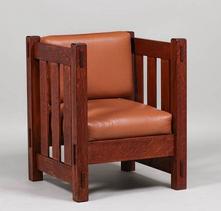 Contemporary Arts & Crafts Oak Cube Chair c1995