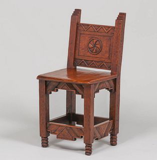 Navajo WPA Hand-Carved New Mexican Side Chair c1930s