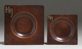 Charlotte Crane Two Hammered Copper Trays c1950s