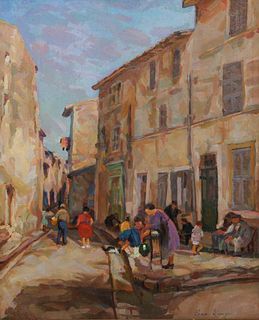Erna Lange Painting "Street Scene in Martiques France"