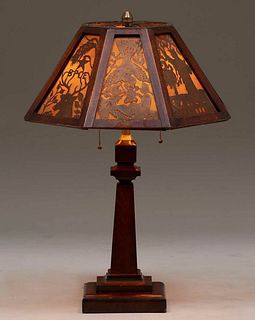 American Elks Lodge Arts & Crafts Eight-Panel Lamp