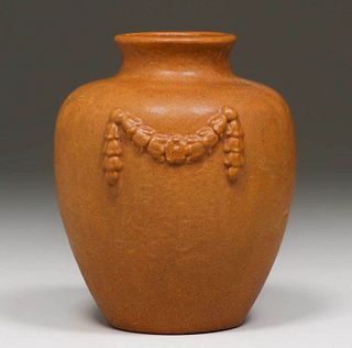 Grueby Pottery Matte Ochre Neoclassical Vase c1900