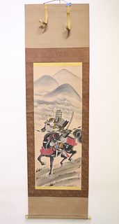 Japanese Scroll of  Samurai, 19/20th Century