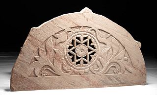 17th C. Indian Mughal Sandstone Lintel w/ Openwork
