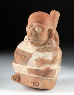 Moche Pottery Polychrome Figural Stirrup Vessel