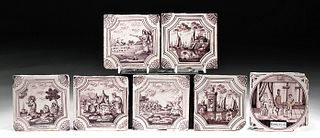 18th C. Dutch Porcelain Tiles w/ Biblical Scenes (7)