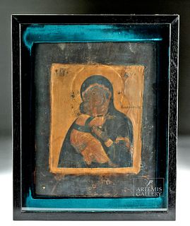18th C. Russian Icon - Virgin of the Kiss