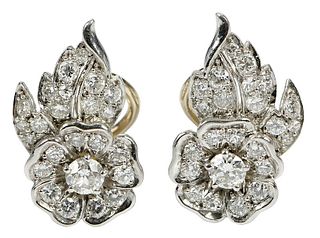 Platinum & 14kt. Diamond Earrings