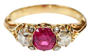 Antique 18kt. Ruby and Diamond Ring