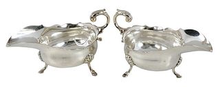 Two American Coin Silver Sauce Boats