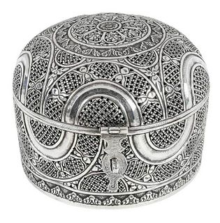 Mughal Engraved Silver Box