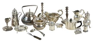 17 Miniature Silver Table Objects
