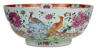 Large Chinese Export Famille Rose Punch Bowl