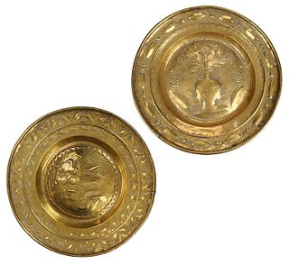 Two German Brass Alms Dishes