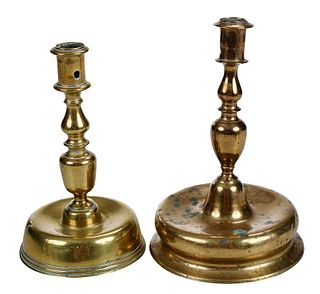 Two North European Brass Candlesticks