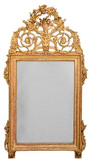 Italian Louis XVI Carved and Giltwood Mirror