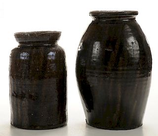 Two Catawba Valley Pottery Storage