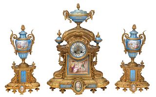French Japy Freres Clock Garniture Set