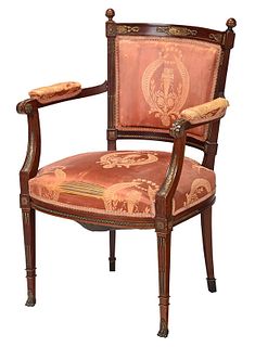Empire Style Bronze Mounted Open Armchair