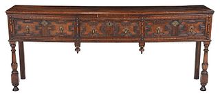 William and Mary Style Oak Three Drawer Server
