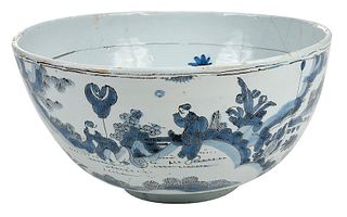 Rare Early English Delftware Punch Bowl
