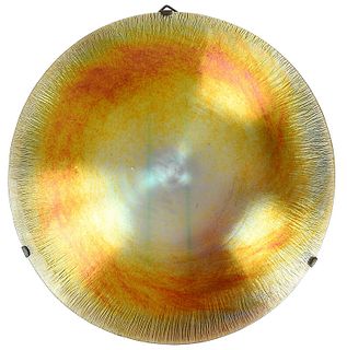 Large Round Gold Iridescent Glass Plaque 