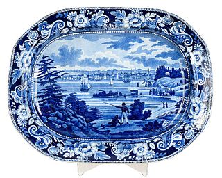 Historical Blue Staffordshire Platter, New York