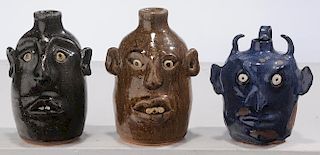 Three Meaders Pottery Face Jugs