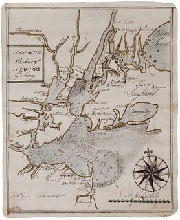 A Rare Map of the Harbor of New York by Survey