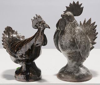 Two South Carolina Stoneware Chickens